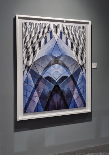 A large-scale abstract photograph from the series 'Metropolis Abstracted' in the 2022 solo exhibition 'Andrew Prokos: New Abstraction' in the United Arab Emirates