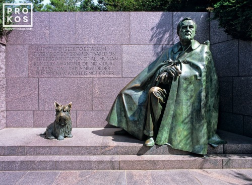 The statue of President Franklin Delano Roosevelt at the FDR Memorial, Washington DC