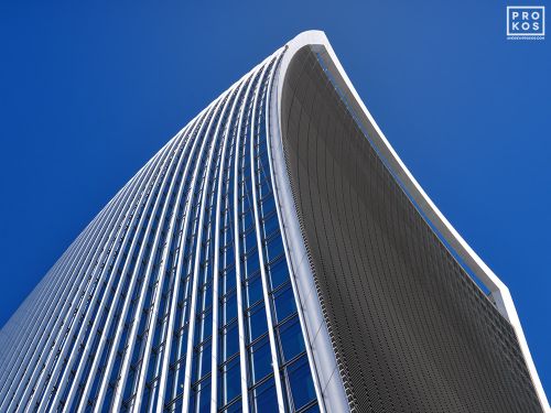 An upward-looking daytime view of the Fenchurch Building in the City of London, United Kingdom by architect Rafael Viñoly.