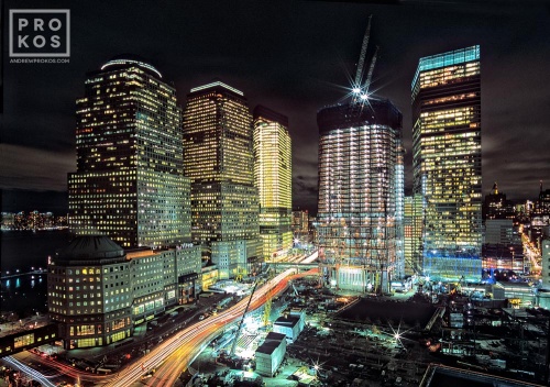 world financial and ground zero night