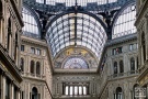 A color architectural interior photo of the Galleria Umberto I in Naples, Italy. Framed fine art prints of this photo are available in various sizes, please inquire.
