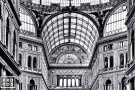 A black and white architectural interior photo of the Galleria Umberto I in Naples, Italy. Framed fine art prints of this photo are available in various sizes, please inquire. 