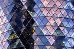 A close-up architectural detail of the facade 30 St. Mary Axe (the Gherkin) building, London, United Kingdom. High-definition fine art prints of this photo are available up to 72 inches in height.
