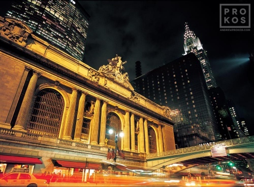 A fine art photo of the exterior of Grand Central Station at night, New York City