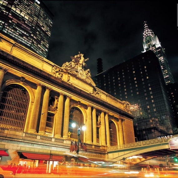 A fine art photo of the exterior of Grand Central Station at night, New York City