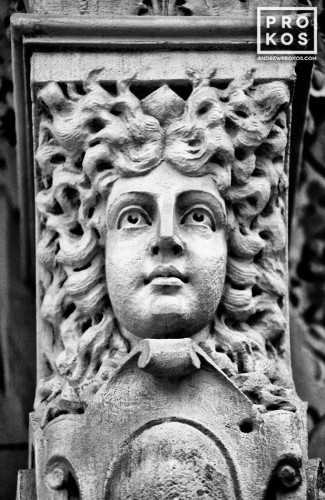 An caryatid from the facade of a Greenwich Village brownstone, New York City