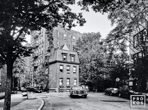 Black and white photography of Commerce Street in New York's West Village. Framed fine art prints of this photo are available in wood, metal and acrylic styles. 