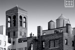 A photo of the Rooftops of Greenwich Village in black and white, New York City. Fine art prints of this photo are available framed in various styles. 