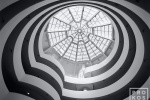 A high-definition fine art photo of the Guggenheim Museum rotunda in black and white, New York City