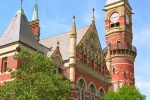 An architectural exterior photo of Jefferson Market Library in Greenwich Village, New York City. Framed fine art prints of this photo are available in various sizes, please inquire. 