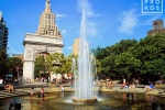 A view of people in Washington Square Park in Summer, New York City