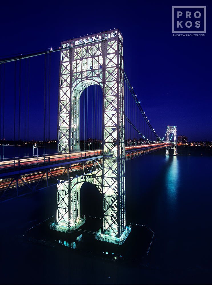 View Of George Washington Bridge At Night Fine Art Photo By Andrew Prokos