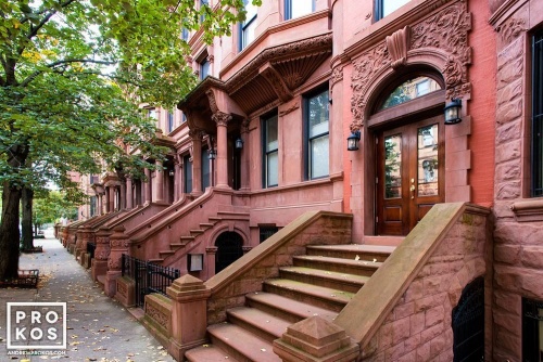 A fine art architectural photo of classic brownstones in the Mt. Morris section of Harlem, New York City