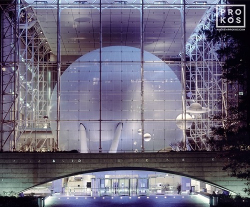 A view of the Hayden Planetarium at night, New York City, Framed fine art prints of this photo are available in various sizes, please inquire. 