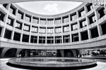 Black and white architectural photography of the Brutalist Hirshhorn Museum and plaza in Washington DC. Fine art prints of this photo are available up to 60 inches in width. 