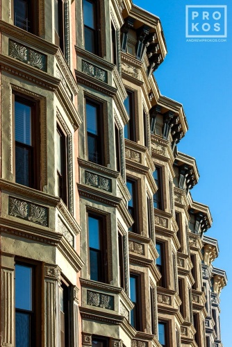 An architectural fine art photo of ornate tenement facades along Washington Street in Hoboken, New Jersey