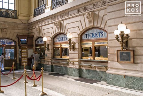 An architectural photo of the interior of Hoboken Station's waiting room, Hoboken, New Jersey