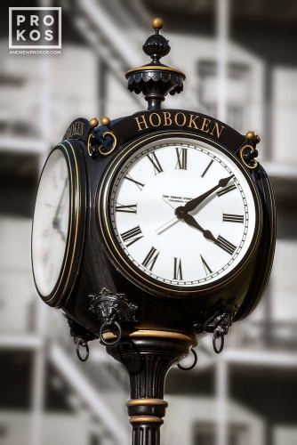 A fine art architectural photo of one of the many Victorian street clocks in Hoboken, New Jersey
