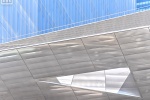 A fine art architectural photo showing interplay of contemporary facades in glass and polished metal from Hudson Yards, Manhattan, NYC . Large-scale framed prints of this photo are available up to 80 inches in width.