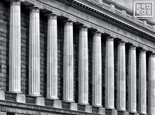 A detail of the columns from the facade of the Internal Revenue Service building, Washington DC