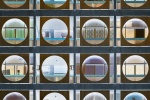 The modernist facade of a building in Abu Dhabi from Andrew's conceptual photography series "Inverted"