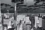 Black and white photograph of the supertall towers of Manhattan and view of Central Park from the conceptual photography series 'Inverted NYC' by photographer Andrew Prokos