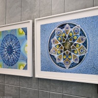 A pair of framed abstract limited edition photographs from Andrew Prokos's series 'Inverted'. These include 'Sheikh Zayed Mosque Chandelier'. Framed Fine Art Print by Andrew Prokos