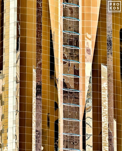 Reflections on a Dubai architectural facade from Andrew's series Inverted UAE. Framed limited edition prints of this photo are available up to 80 inches in height.