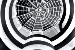 A black and white limited edition gallery photograph of the interior of the Guggenheim Museum, from Andrew's fine art series Inverted.