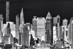 Black and white photograph of the skyscrapers of Midtown Manhattan from the series 'Inverted NYC' by photographer Andrew Prokos