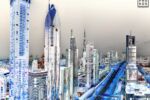 A fine art photograph of the towers of Sheikh Zayed Road in Dubai from Andrew's conceptual photography series "Inverted UAE". Framed limited edition prints of this photo are available up to 80 inches in width