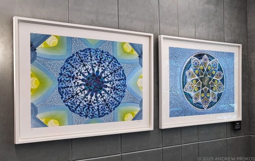 A pair of framed abstract fine art photographs from Andrew Prokos's series 'Inverted'. These include 'Sheikh Zayed Mosque Chandelier'. Framed Fine Art Print by Andrew Prokos