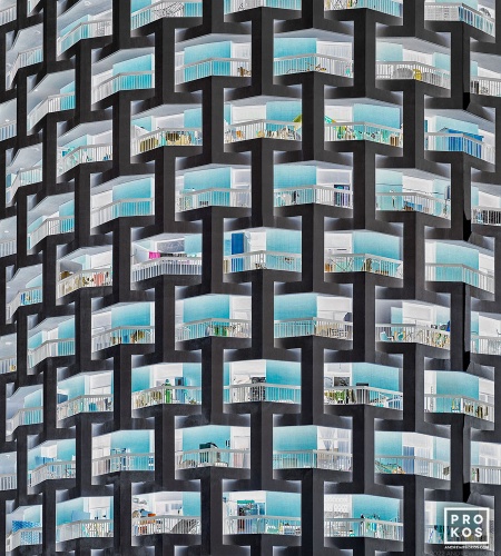 A top to bottom view of the facade of Al Ibrahimi Tower in Abu Dhabi from Andrew's conceptual photography series Inverted. High-definition fine art prints of this photo are available up to 96 inches in height.