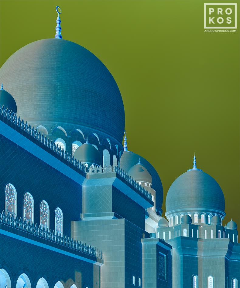 Inverted - Grand Mosque Domes - Framed Photograph by Andrew Prokos