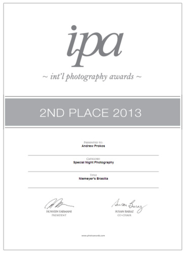 Photographer Andrew Prokos wins 2nd place at the International Photography Awards for his series "Niemeyer's Brasilia"