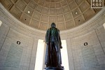 The interior of the Jefferson Memorial with bronze statue of Thomas Jefferson, Washington DC