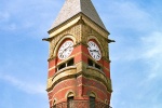 An architectural fine art photo of the clock tower of Jefferson Market Library in Greenwich Village, New York City