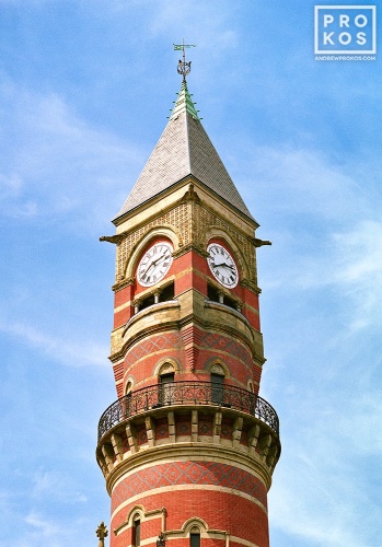 An architectural fine art photo of the clock tower of Jefferson Market Library in Greenwich Village, New York City