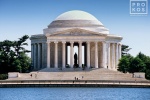 A high-definition landscape photo of the Jefferson Memorial and Tidal Basin in Washington DC