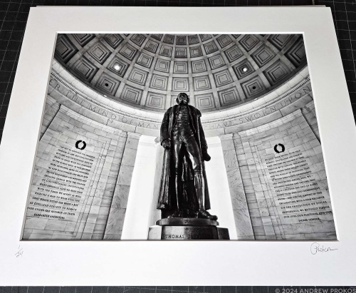 Jefferson Memorial Interior, Washington DC - Black and White Framed Art Print by Andrew Prokos