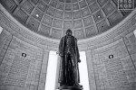 A black and white photo of the interior of the Jefferson Memorial with bronze statue of Thomas Jefferson, Washington DC. Fine art prints of this photo are available up to 60 inches in width and framed in various wood, metal, and acrylic styles. 