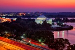 An ultra high-definition panoramic photograph of the Jefferson Memorial and Tidal Basin at dusk, Washington DC. Large-format framed prints of this photo are available up to 120 inches wide. 