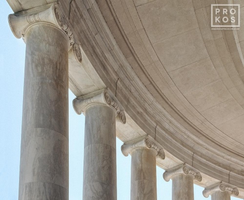 A fine art architectural photo of the Ionic columns of the Jefferson Memorial, Washington DC