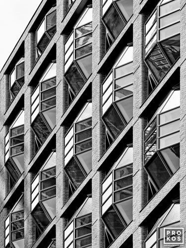 Black and white architectural photography of the windows at Lantern House in the High Line neighborhood of Manhattan. Limited edition fine art prints of this photo are available up to 80 inches in height and framed in contemporary styles. 