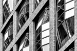 A black and white architectural photo of the windows at Lantern House in the High Line neighborhood of New York City. Limited edition fine art prints of this photo are available up to 80 inches in height and framed in contemporary wood, metal and acrylic styles.