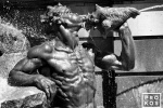 A black and white fine art photo of the Neptune Fountain at the Library of Congress in Washington D.C.