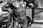 A black and white fine art architectural photo from the Library of Congress's Neptune Fountain in Washington D.C.