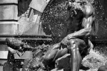 A black and white fine art photo of the Library of Congress's Neptune Fountain in Washington D.C.