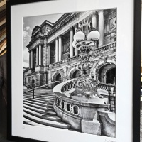 Library of Congress Exterior Architectural Print, Washington DC - Black and White Framed Art by Andrew Prokos