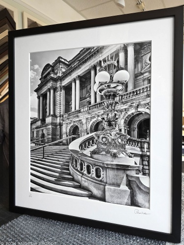 Library of Congress Exterior Architectural Print, Washington DC - Black and White Framed Art by Andrew Prokos